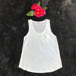 Express White Tank Top With Sheer Pattern On Back